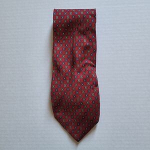 Brooks Basics tie men's necktie silk red with blue squares accessories office